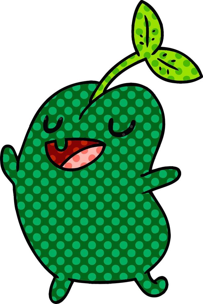 cartoon kawaii cute sprouting bean vector