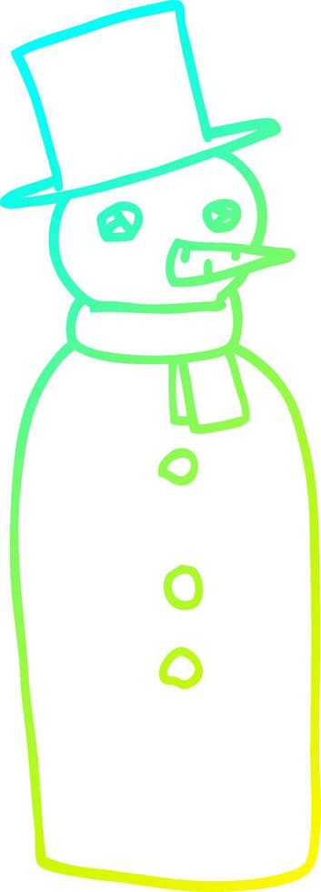 cold gradient line drawing cartoon traditional snowman vector
