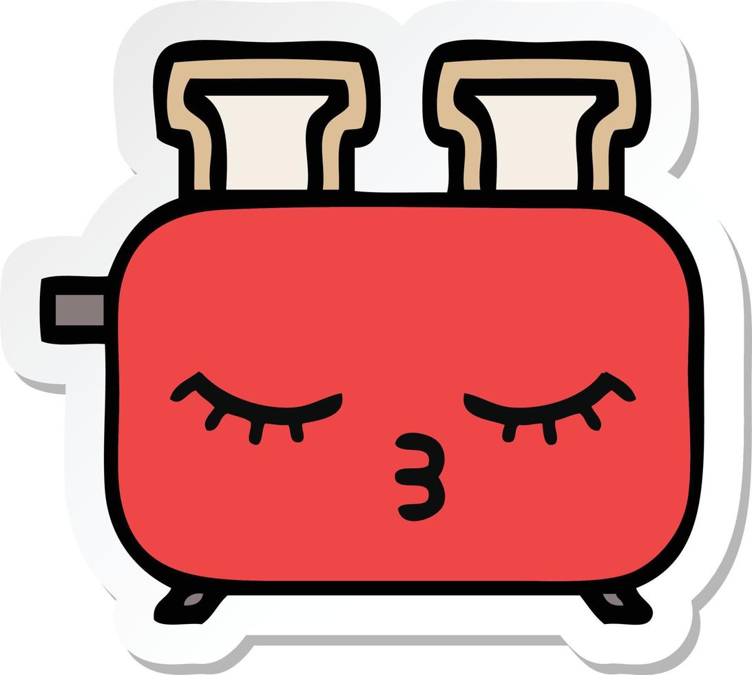 sticker of a cute cartoon of a toaster vector