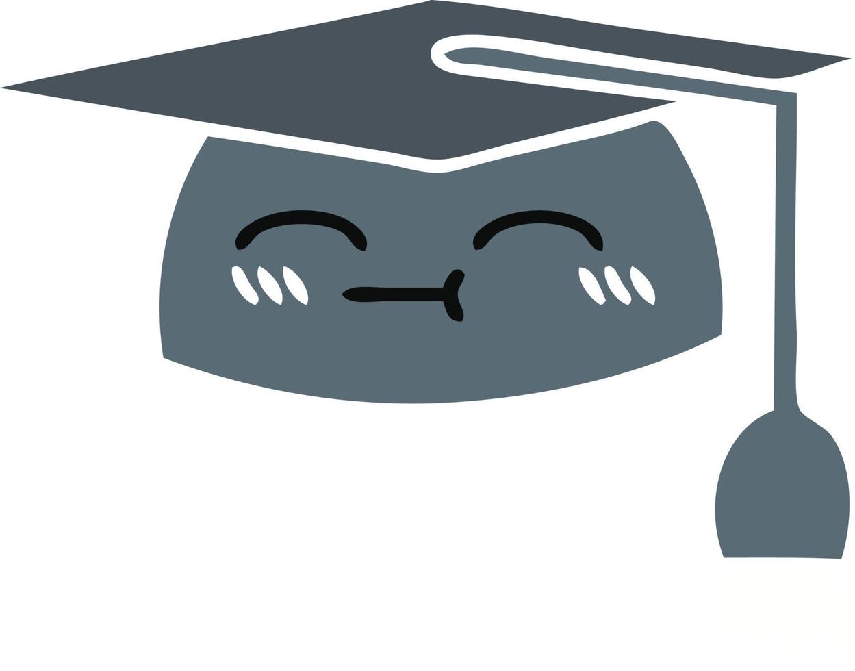 sombrero de graduación de dibujos animados retro de color plano vector