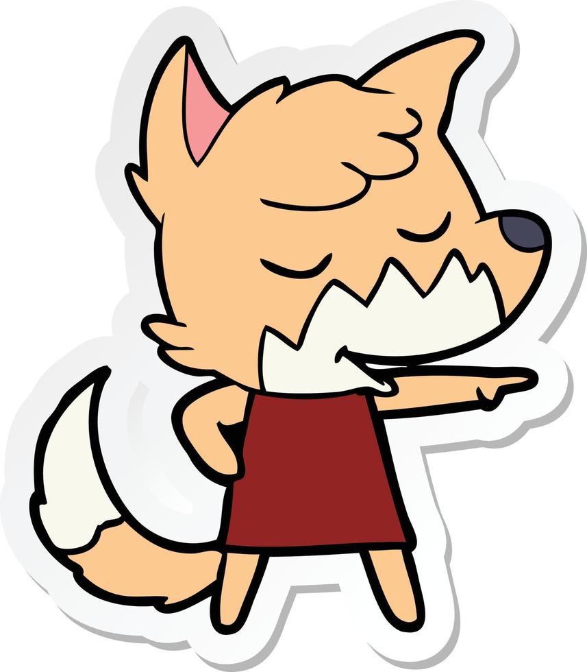 sticker of a friendly cartoon fox girl vector