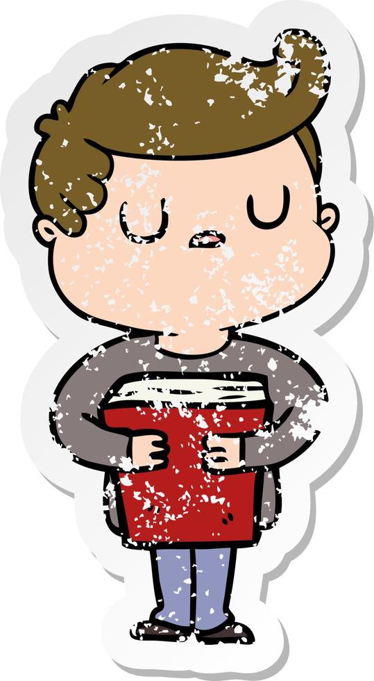 distressed sticker of a cartoon aloof man vector