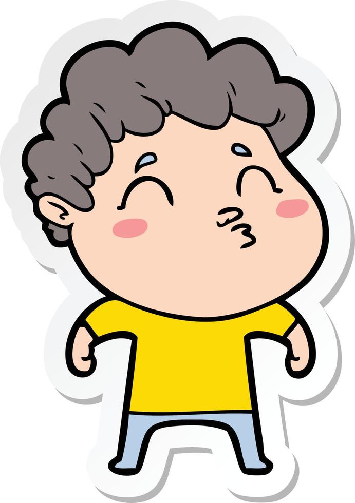sticker of a cartoon man pouting vector