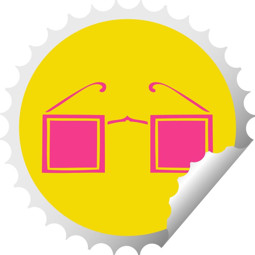 etiqueta engomada de la peladura circular gafas circulares de dibujos animados vector