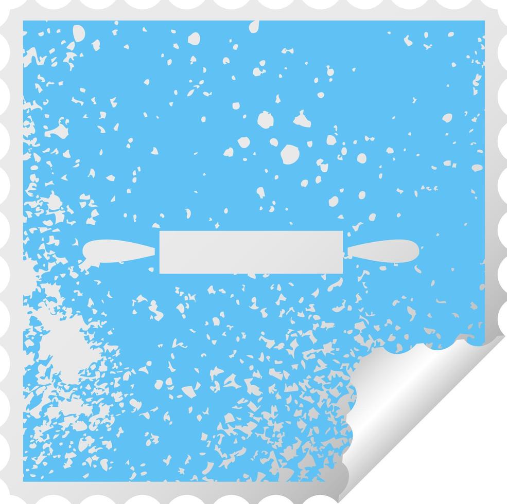 distressed square peeling sticker symbol rolling pin vector