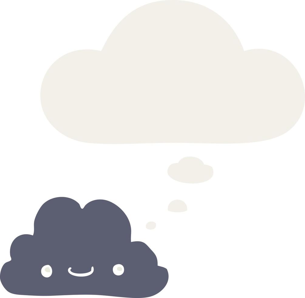 cute cartoon cloud and thought bubble in retro style vector