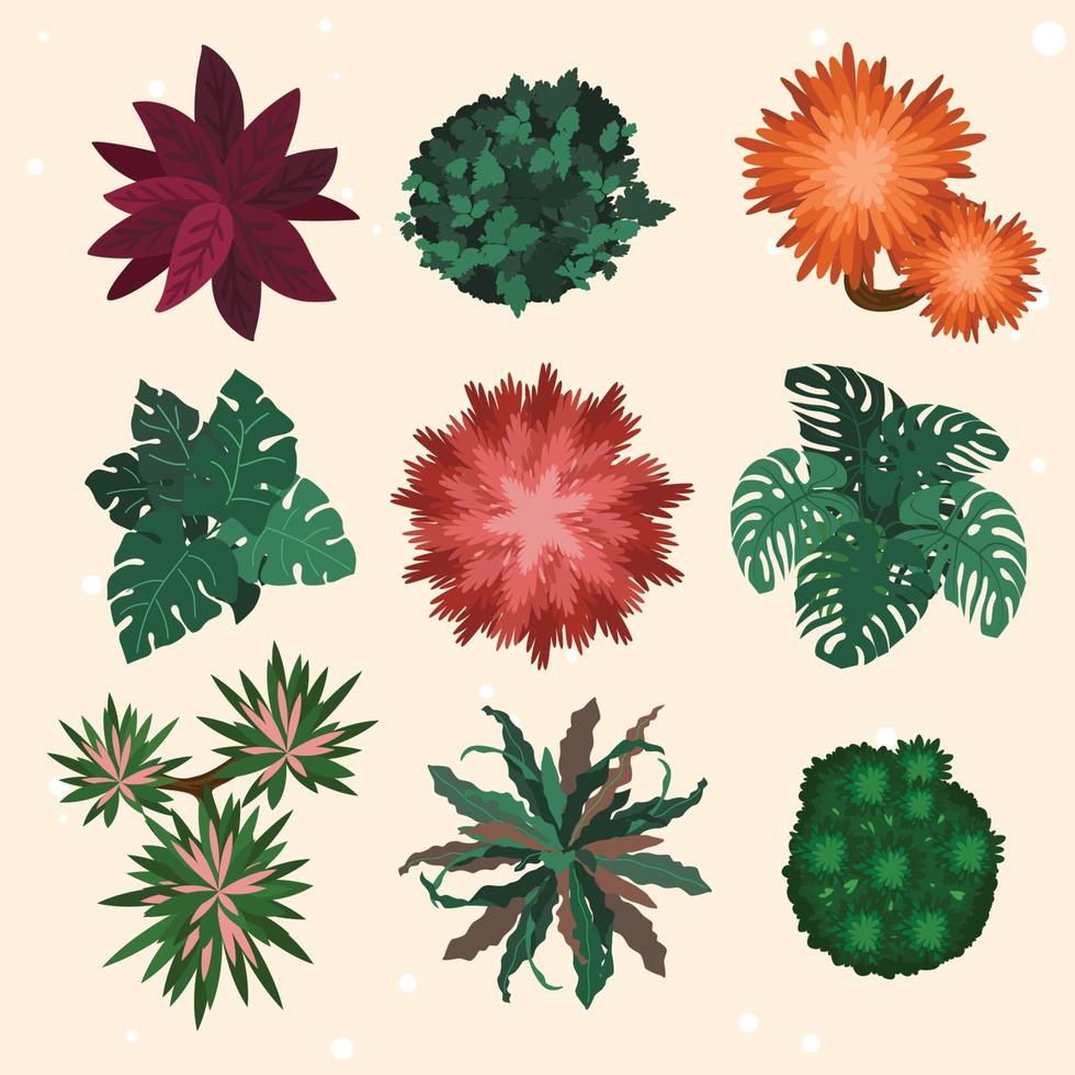 Colorful Tree Plant Elements vector
