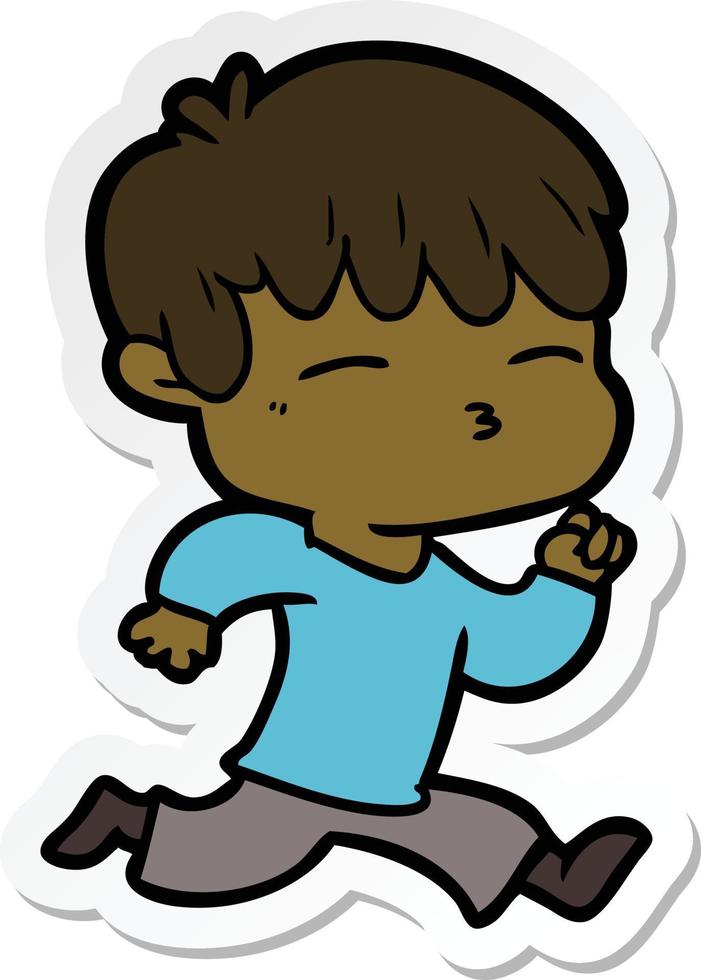 sticker of a cartoon curious boy vector
