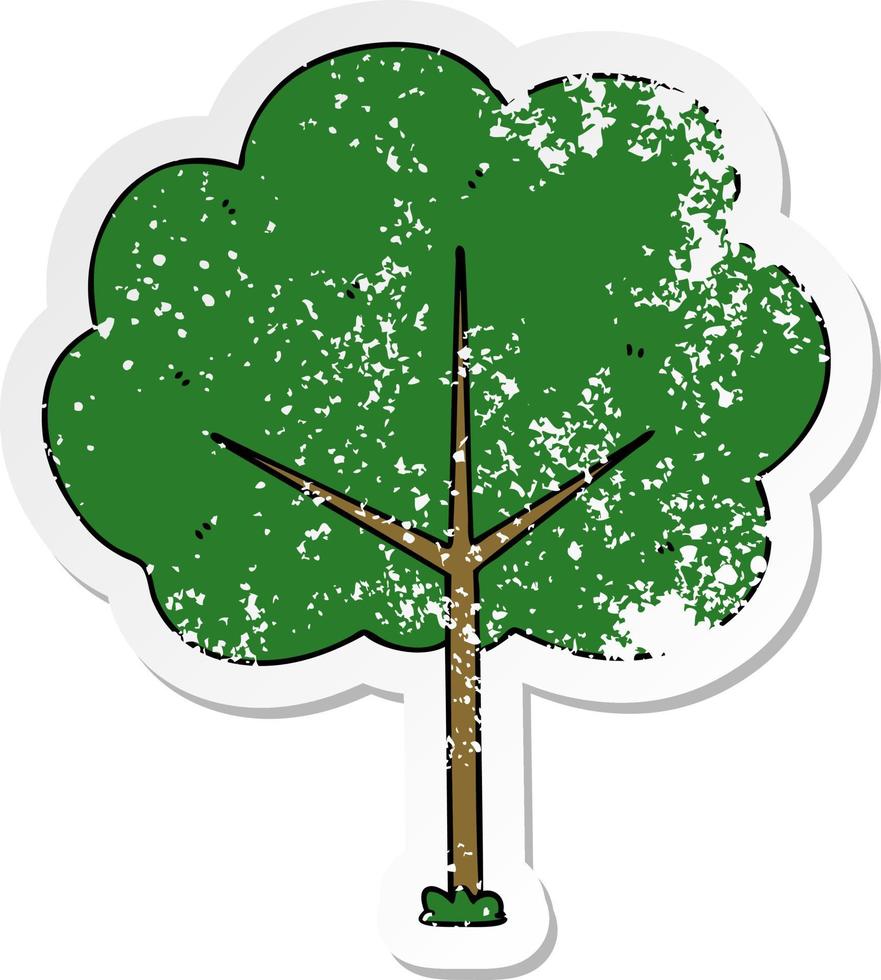 distressed sticker of a quirky hand drawn cartoon tree vector