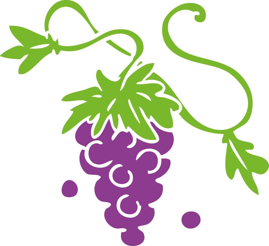 cartoon doodle of grapes on vine vector