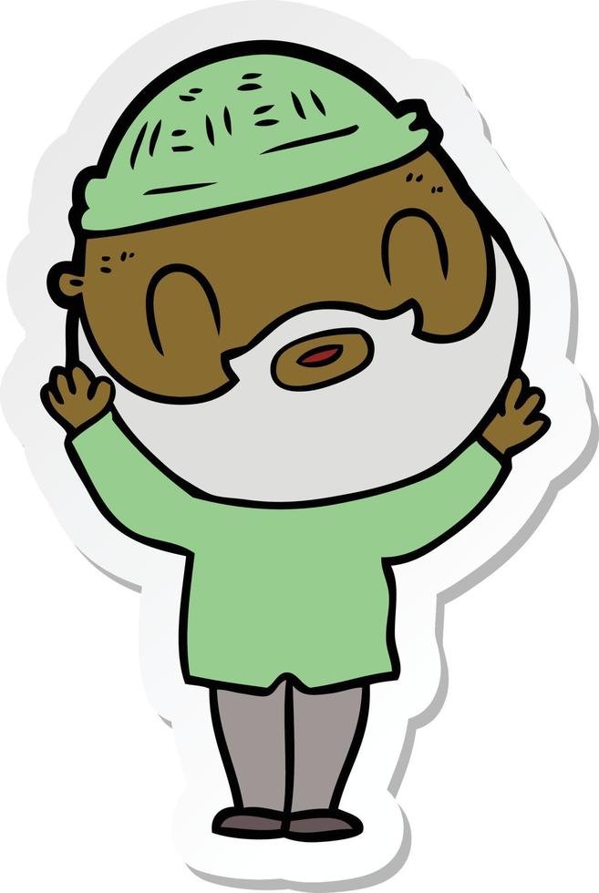 sticker of a cartoon bearded man vector