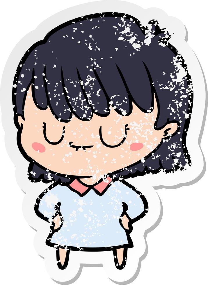 distressed sticker of a cartoon woman vector
