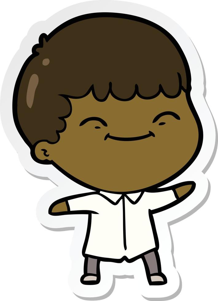 sticker of a cartoon happy boy vector