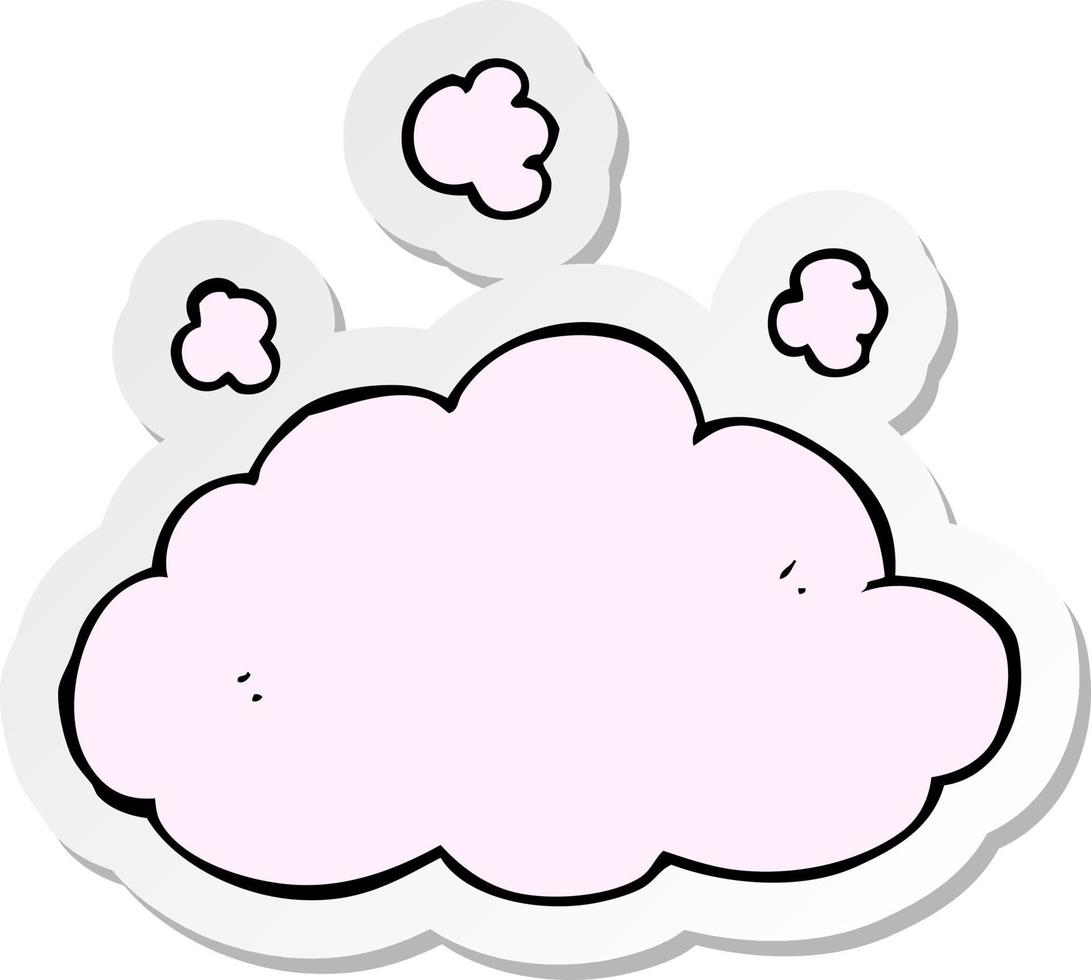 sticker of a cartoon fluffy pink cloud vector