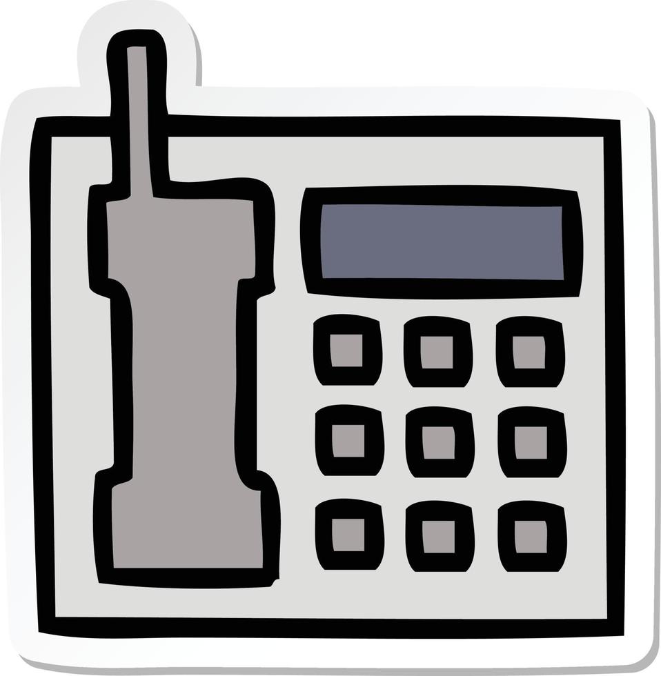 sticker of a cute cartoon telephone vector