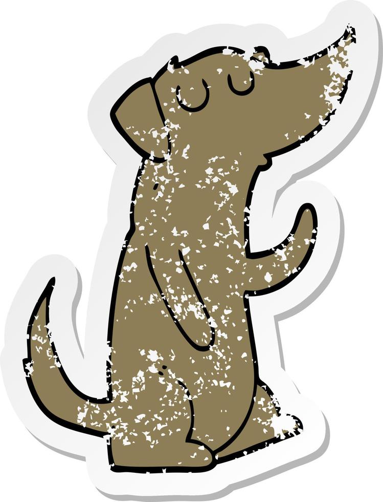 distressed sticker of a cartoon dog vector