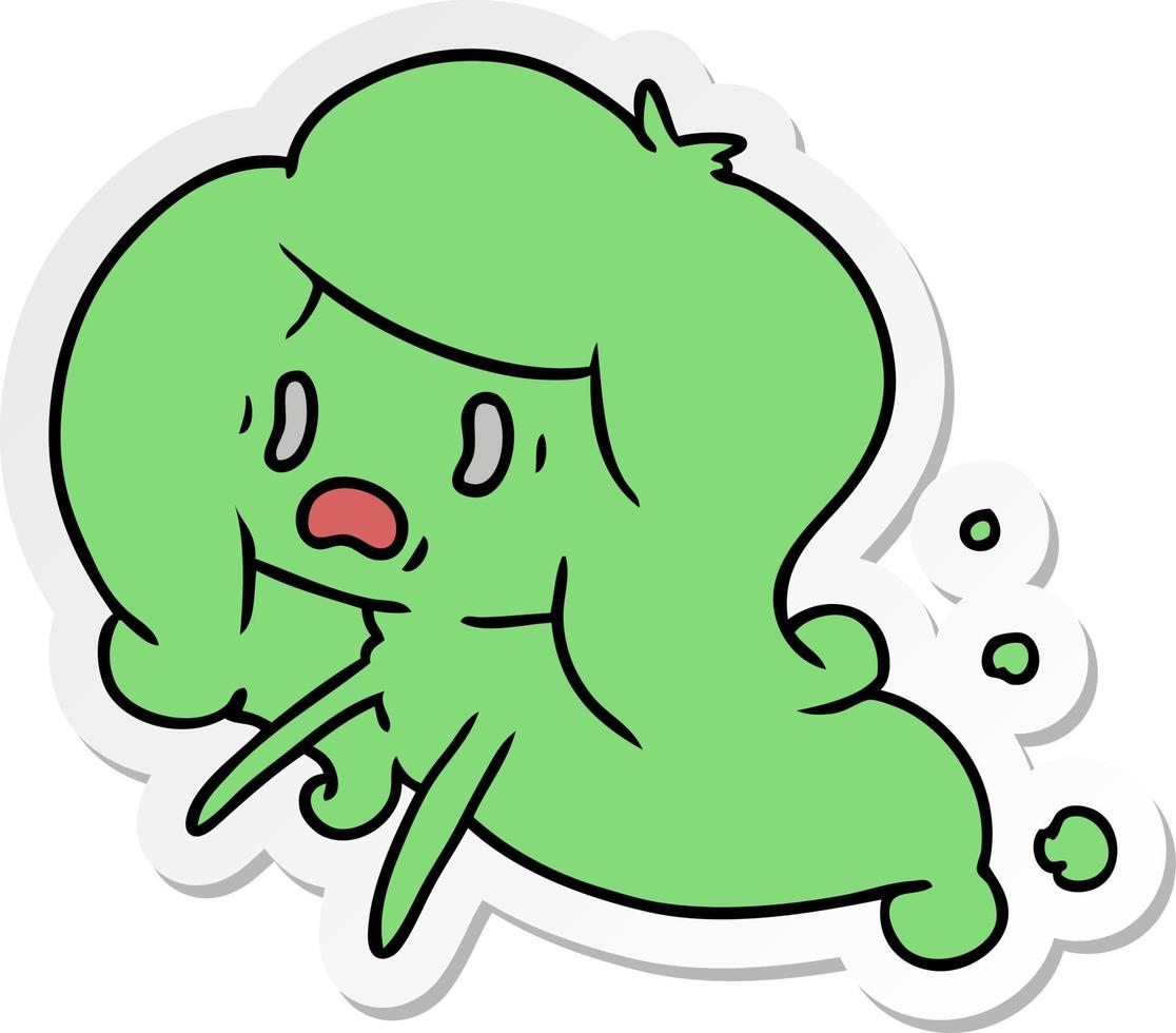 sticker cartoon of kawaii scary ghost vector