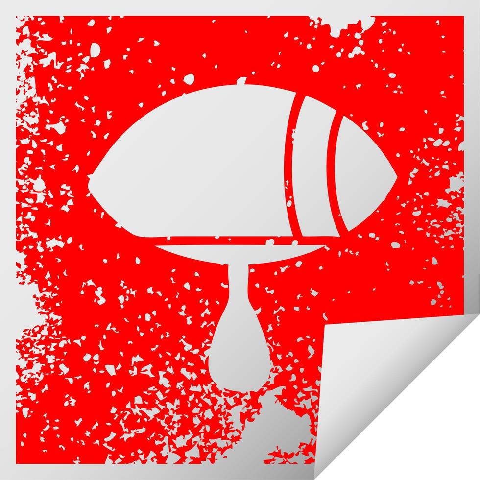 distressed square peeling sticker symbol crying eye looking to one side vector