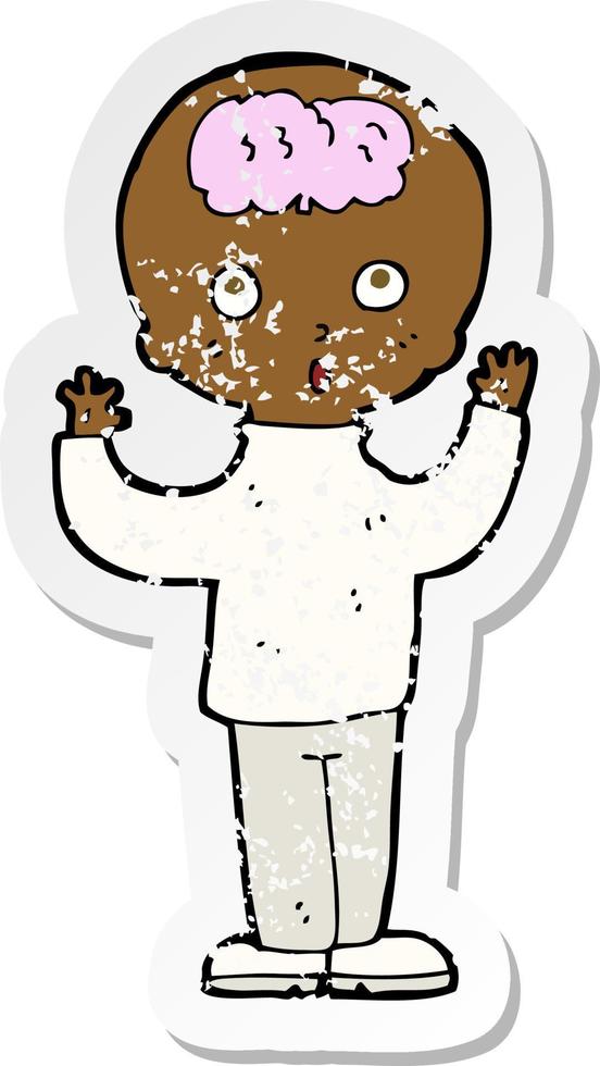 retro distressed sticker of a cartoon genius vector