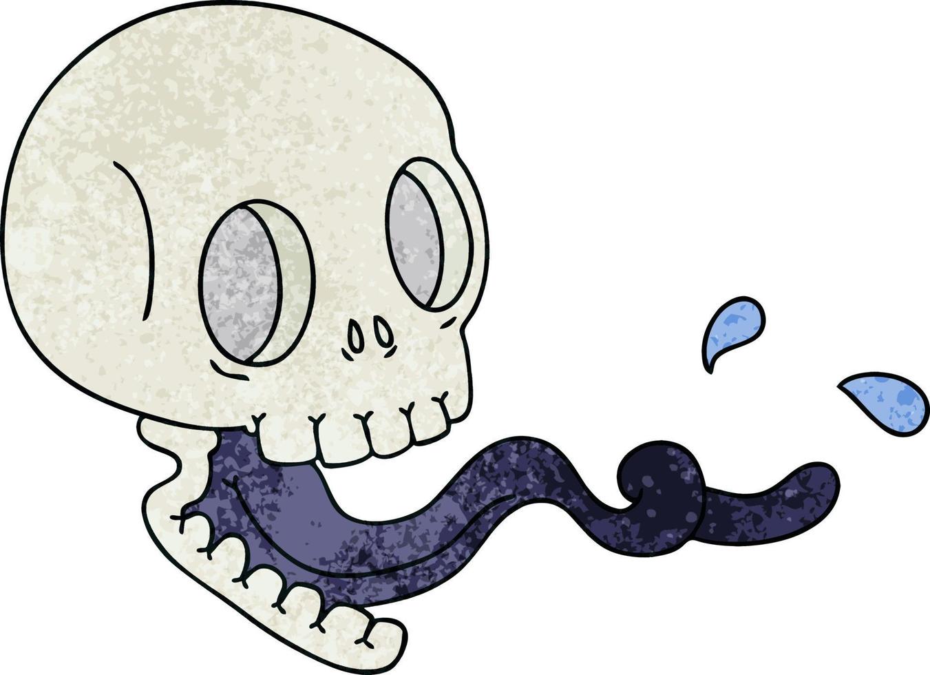 quirky hand drawn cartoon skull vector