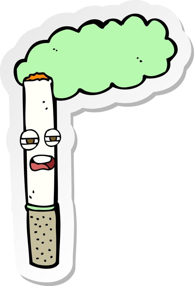 pegatina de un cigarrillo feliz de dibujos animados vector