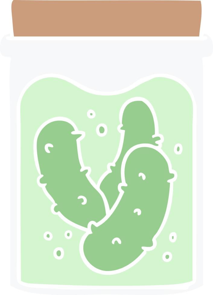 cartoon doodle jar of pickled gherkins vector