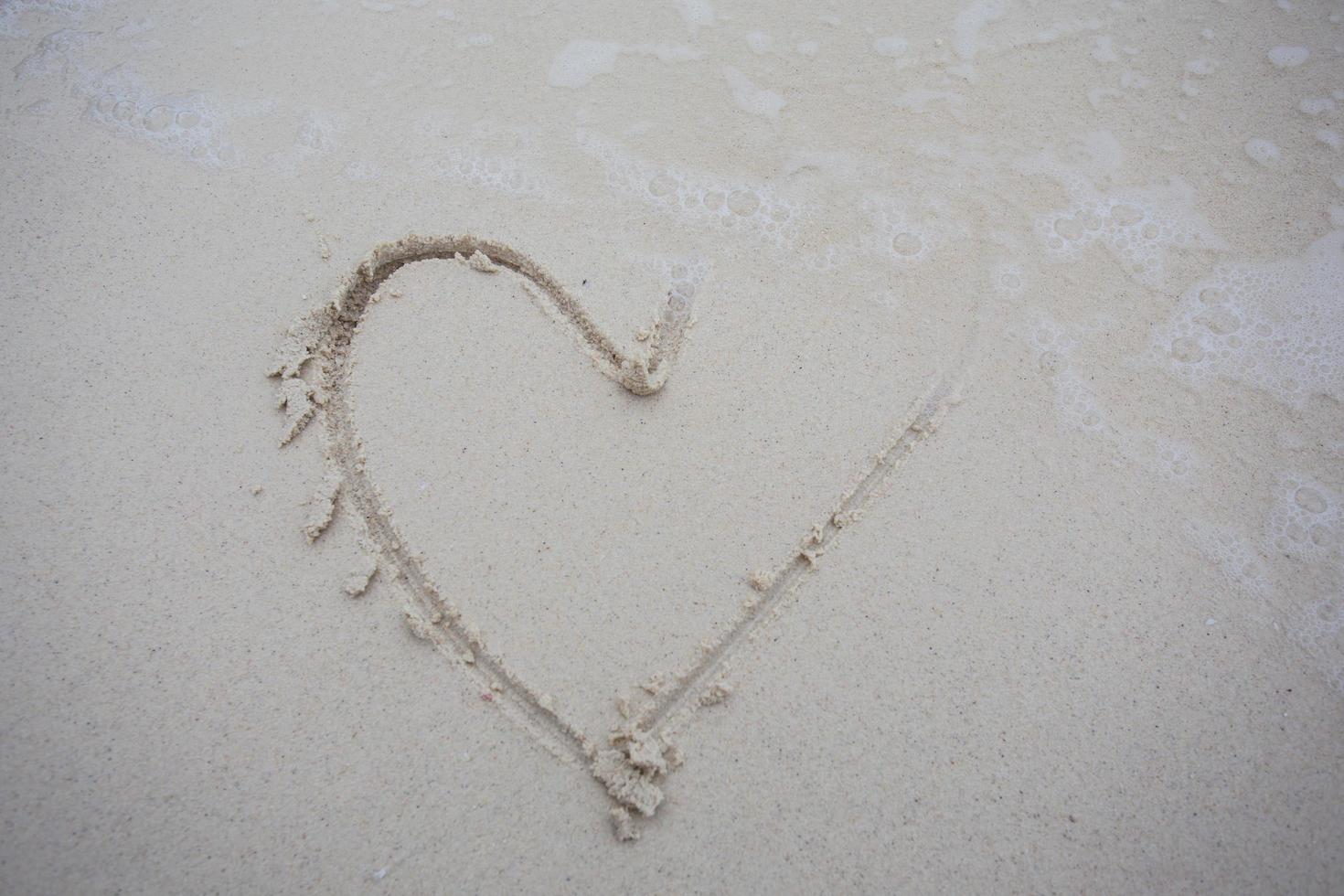 hearts drawn on the sand of a beach photo