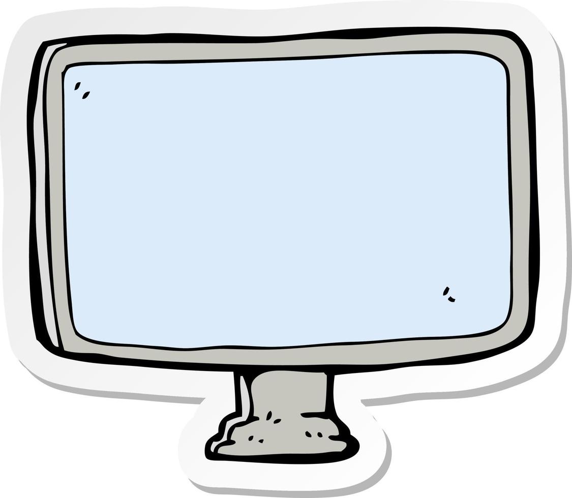 sticker of a cartoon computer screen vector