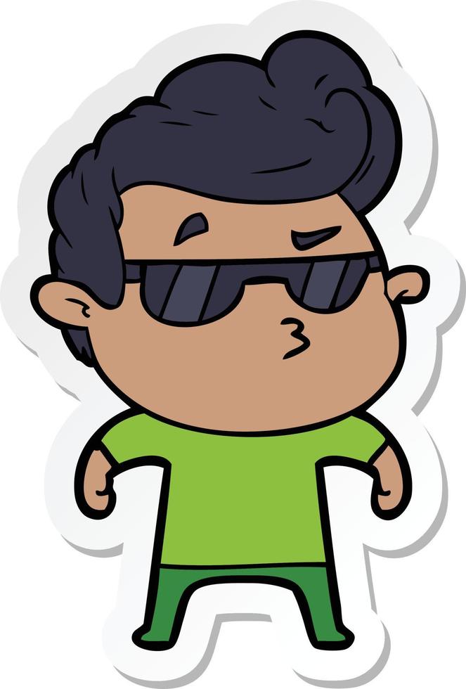 sticker of a cartoon cool guy vector