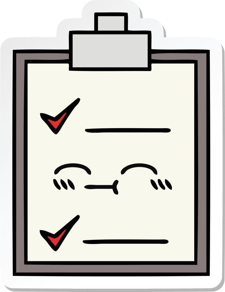 sticker of a cute cartoon check list vector