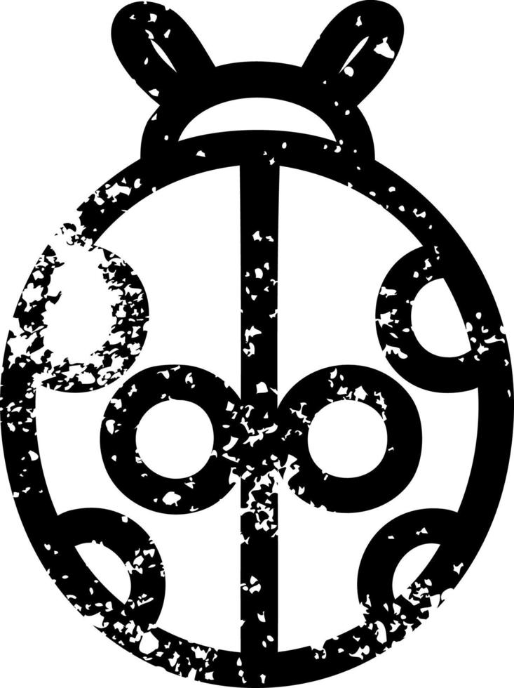 cute ladybug distressed icon vector
