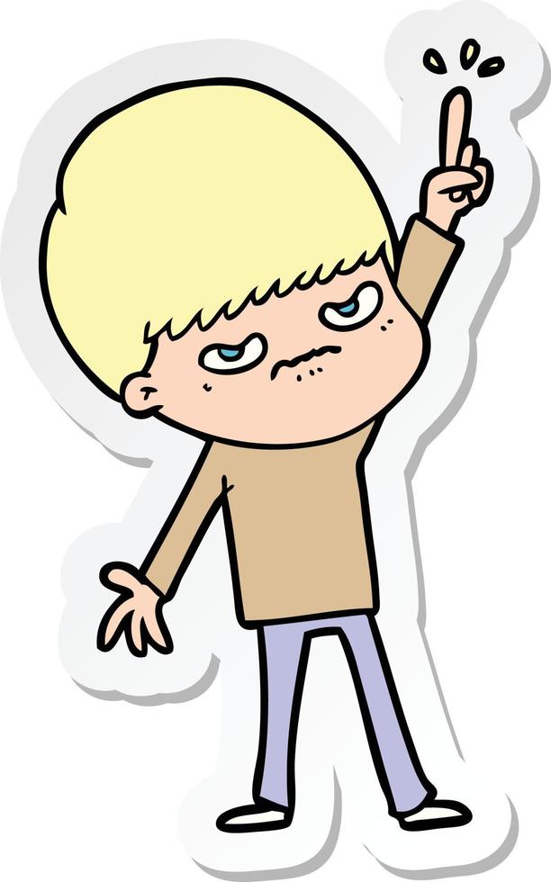 sticker of a angry cartoon boy vector