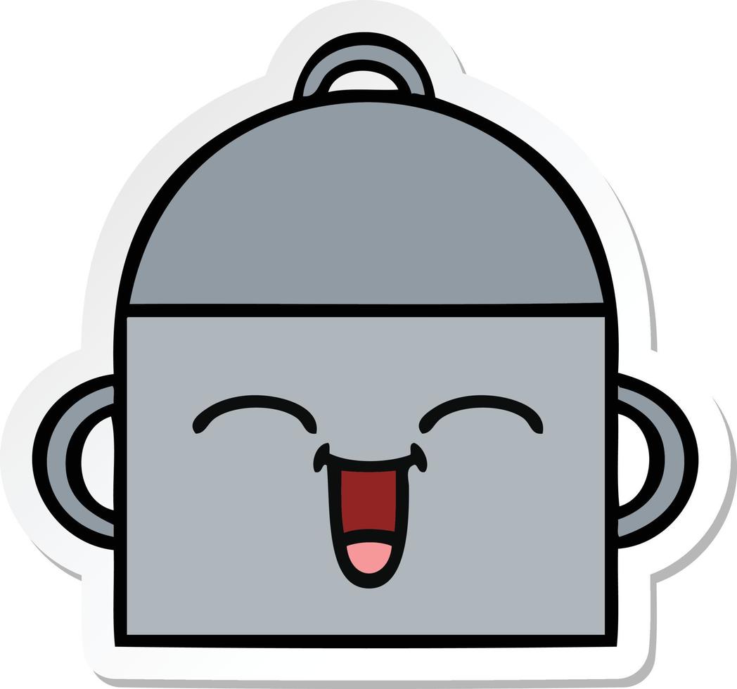sticker of a cute cartoon cooking pot vector