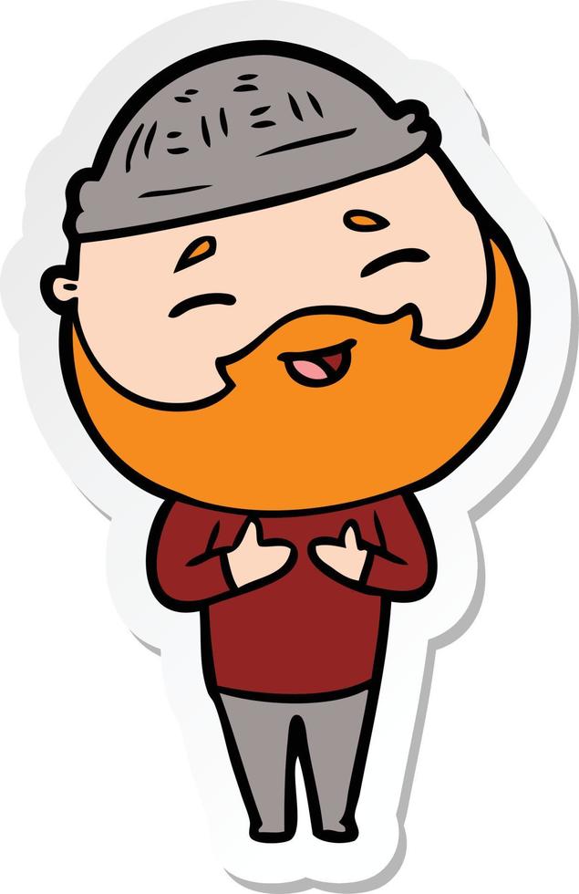 sticker of a cartoon happy bearded man vector
