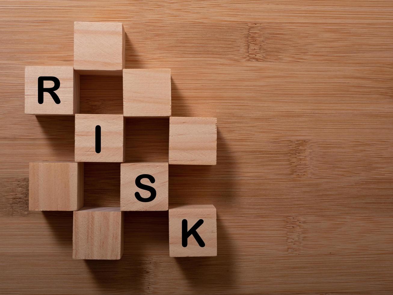 Word risk writing with wooden blocks photo