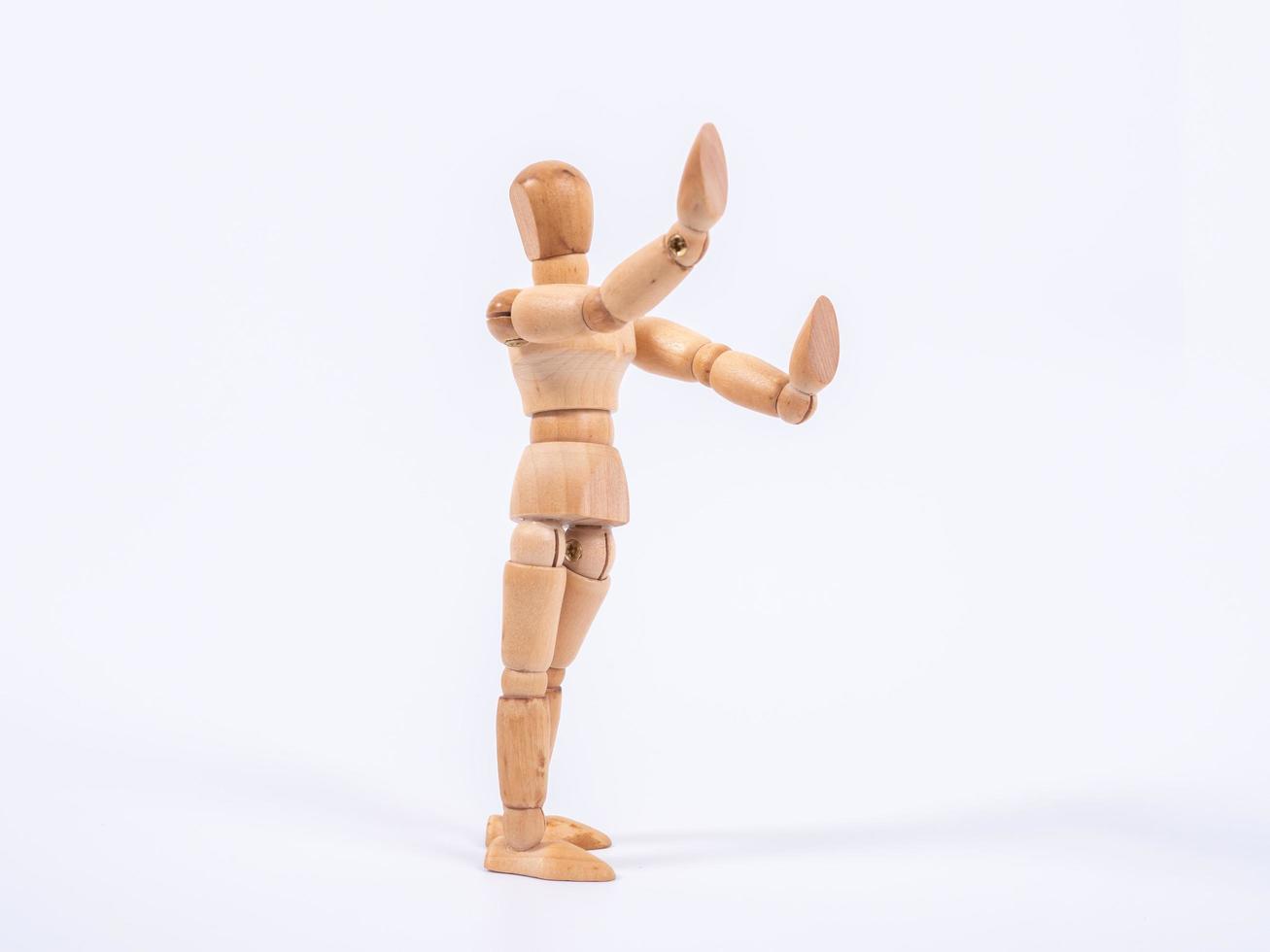 Wooden mannequin push anything , Wooden figure action photo