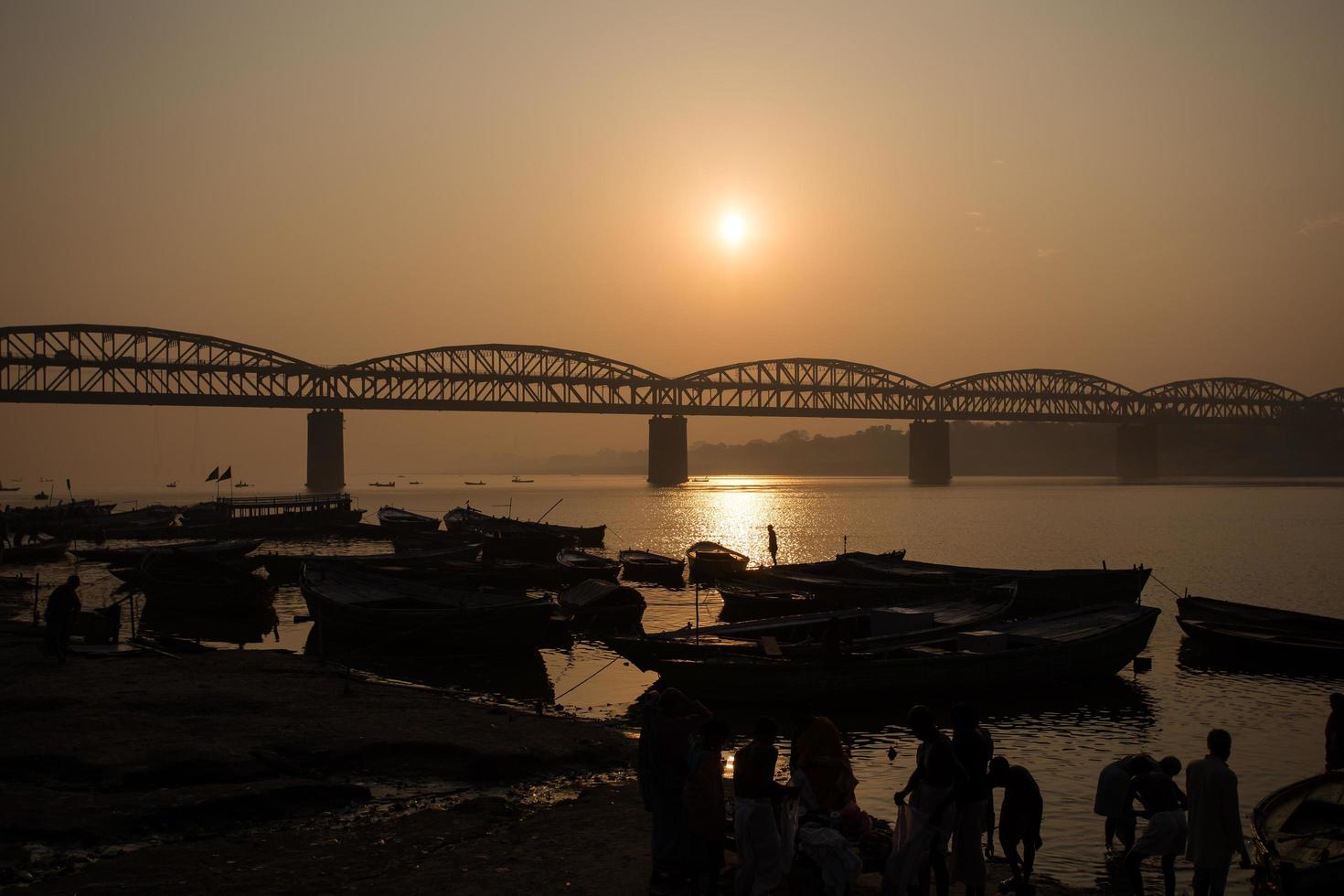 Sunrise on the Ganga river, Varanasi, India photo