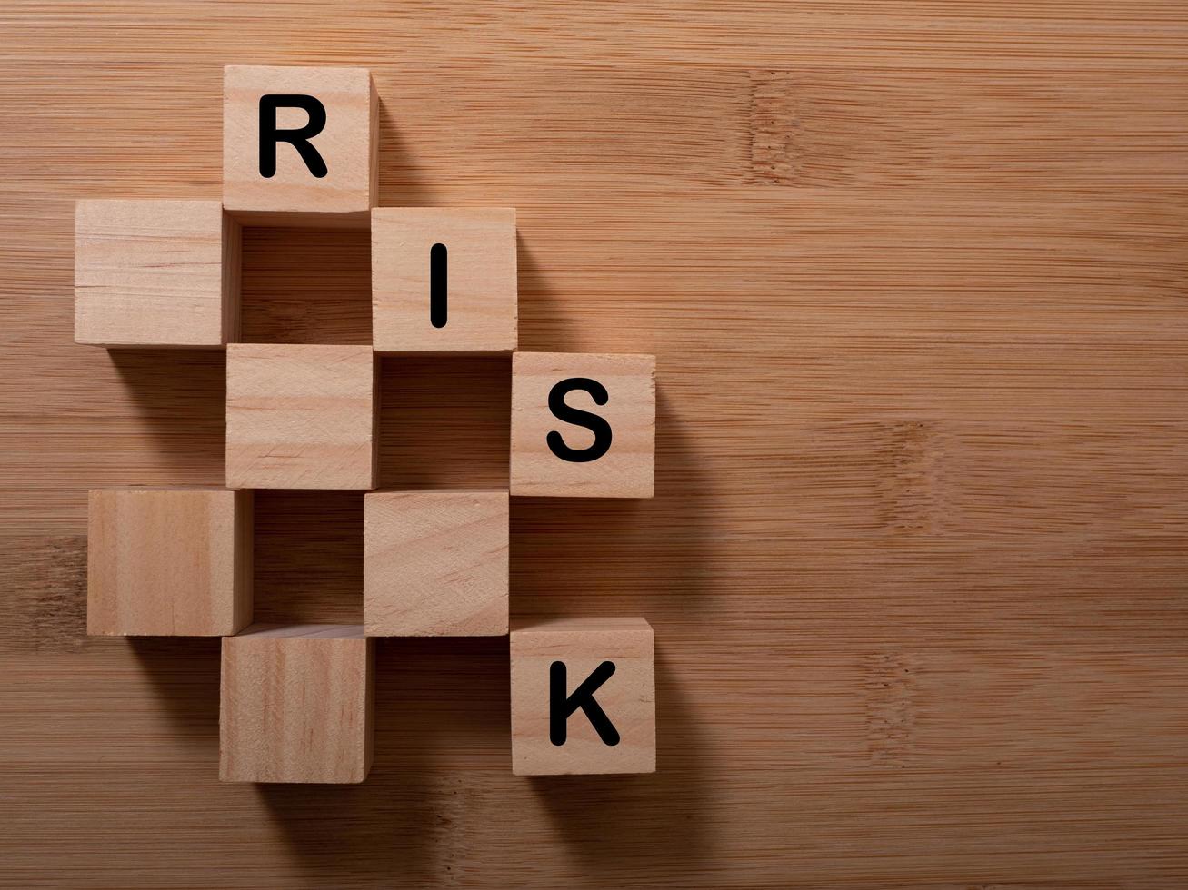 Word risk writing with wooden blocks photo