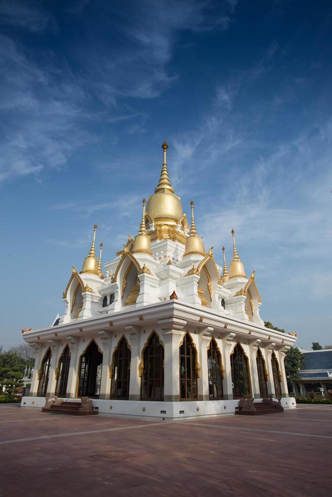 Nine tops pagoda, thai style at thai temple kushinagar, India photo