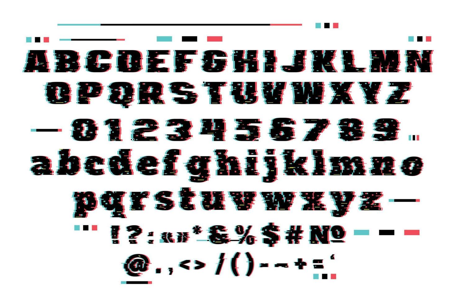 Font in Glitch Style vector
