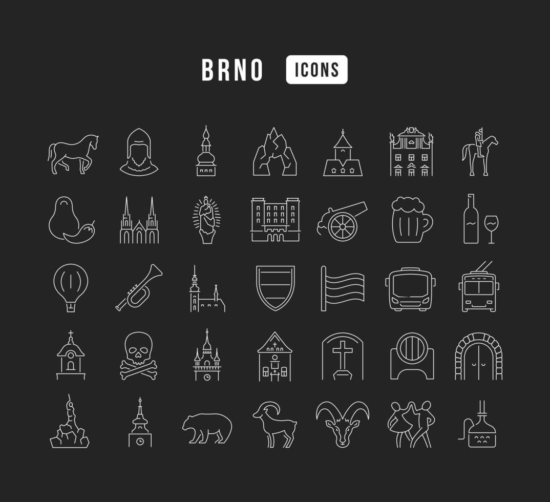 conjunto de iconos lineales de brno vector