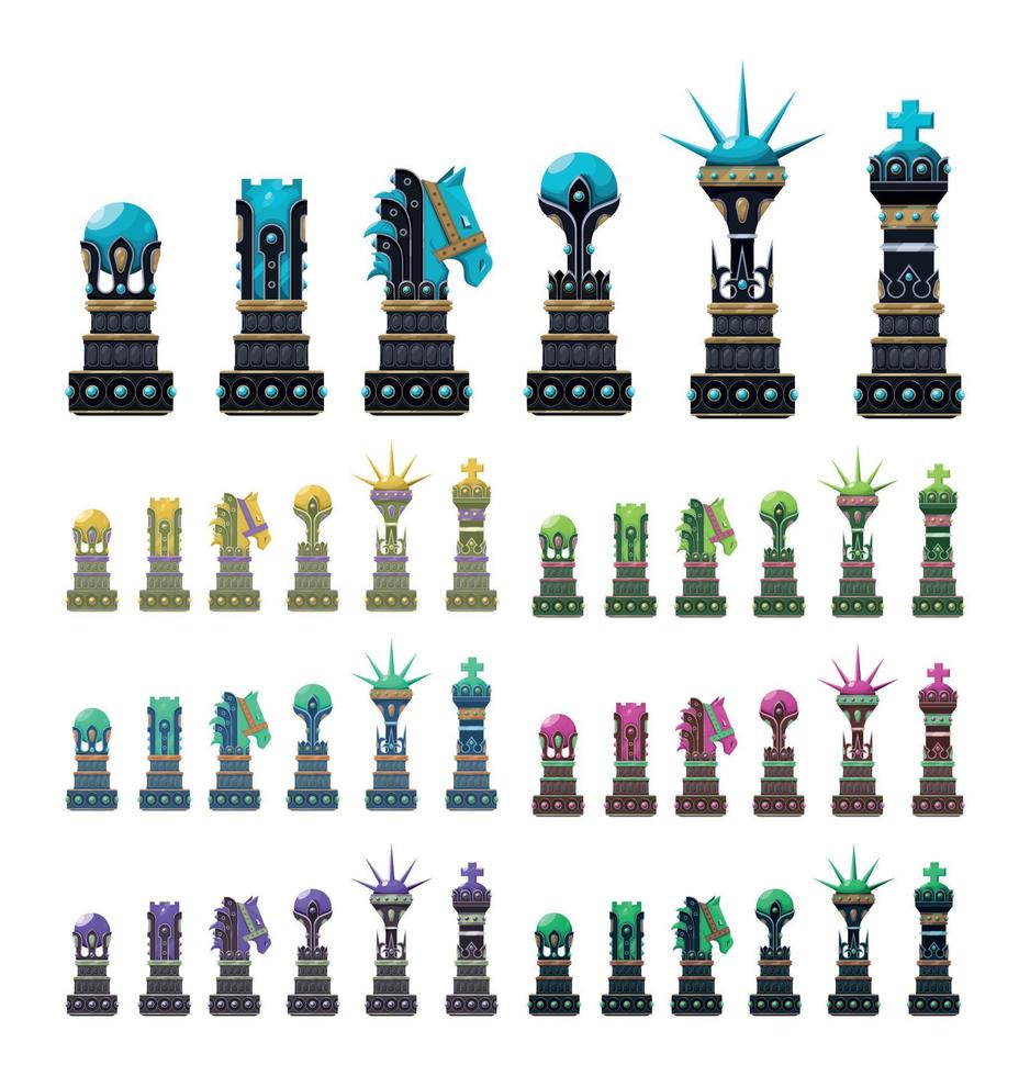 Collection of Babylonian Chess Pieces vector