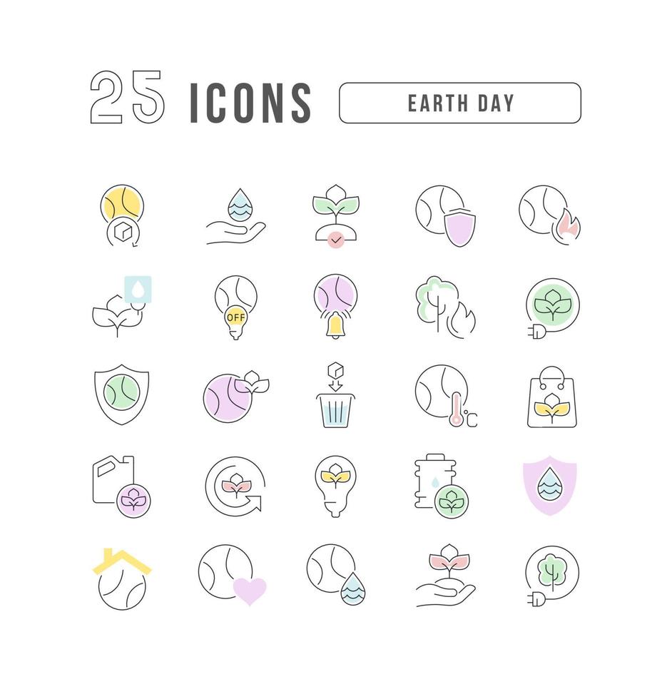 Vector Line Icons of Earth Day