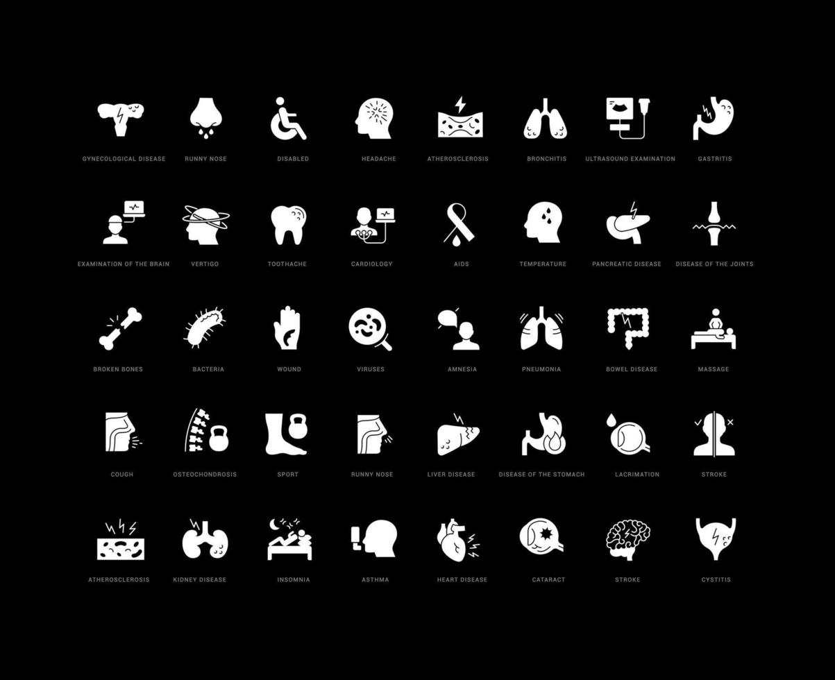 Set of simple icons of Diseases vector