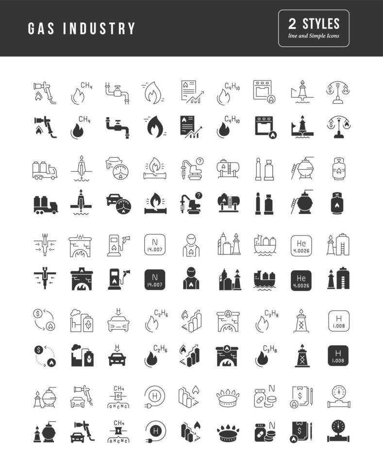 Set of simple icons of Gas Industry vector