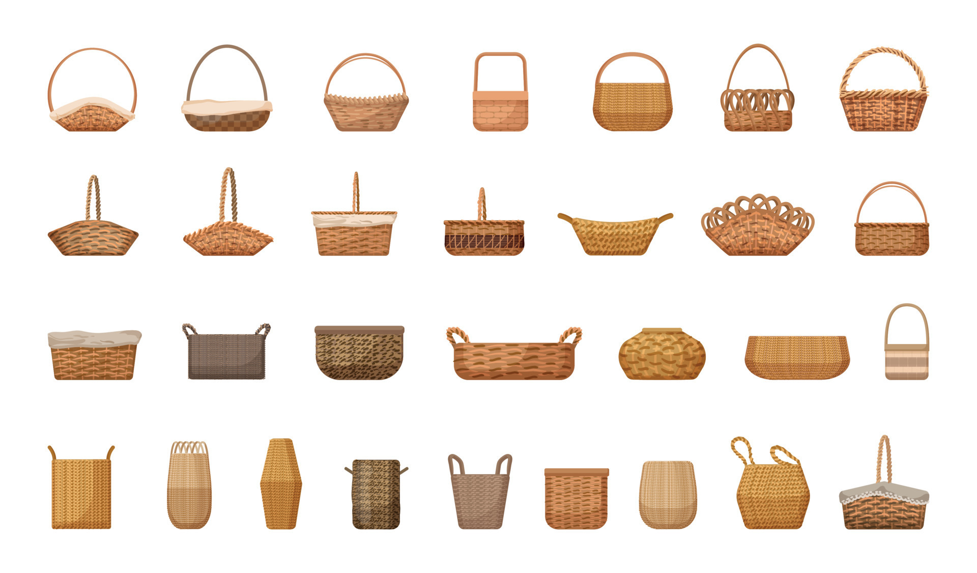 Wicker Basket Set 9566744 Vector Art at Vecteezy