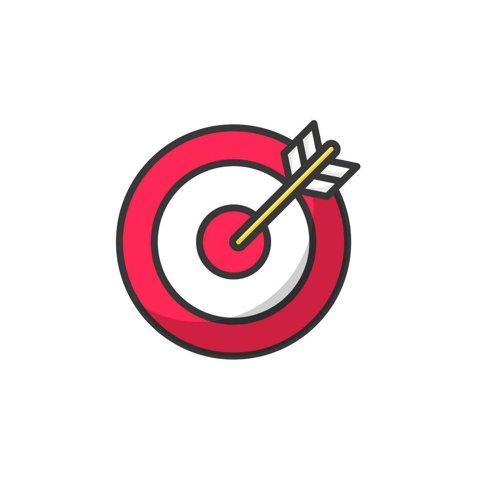 Target Aim Icon. Target Goal Logo. Vector Illustration. Isolated on White Background. Editable Stroke