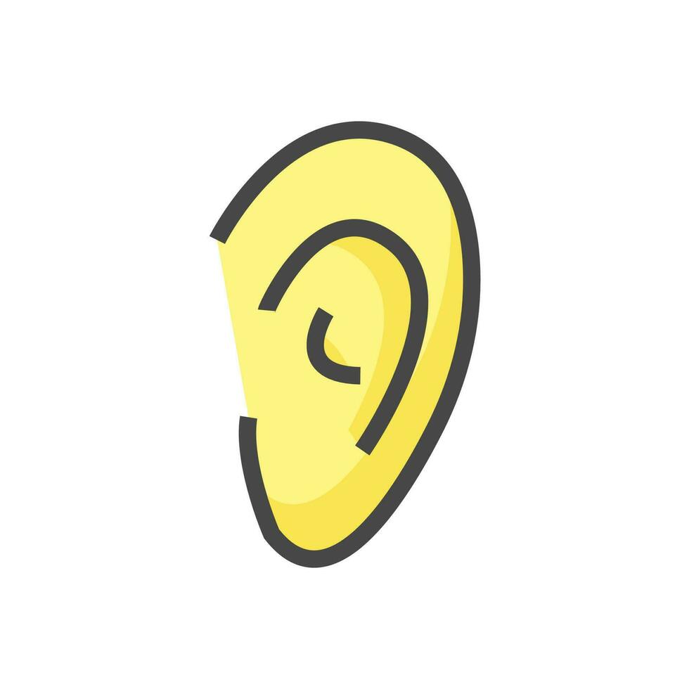 Ear Icon. Ear Logo. Vector Illustration. Isolated on White Background. Editable Stroke