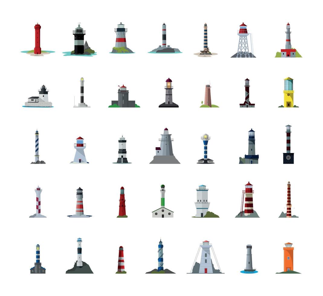 colección de faros vector