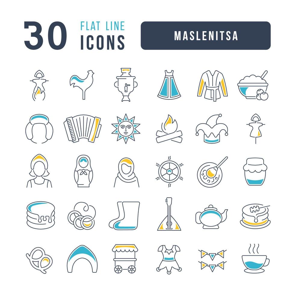 Vector Line Icons of Maslenitsa
